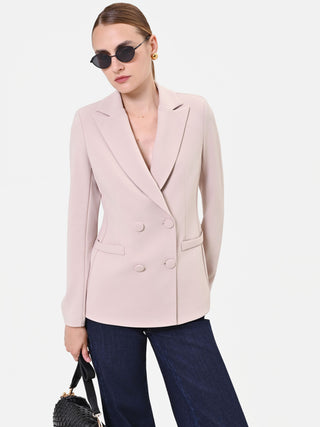 Taupe Double-Breasted Blazer