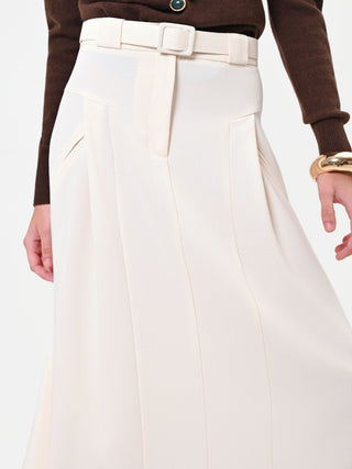 Gonna midi in misto viscosa bianca con cintura