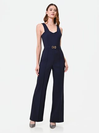 Elegant Navy Wide-Leg Jumpsuit
