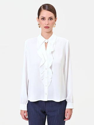 Camicia panna con volant