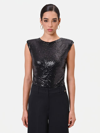 Black Sleeveless Sequin Top