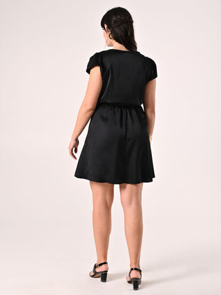 Curvy Black Satin Dress