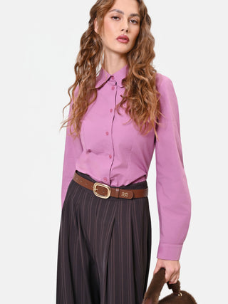 Camicia in cotone rosa antico con pinces