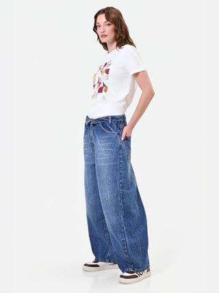 Indigo Blue Jeans with Asymmetrical Closure