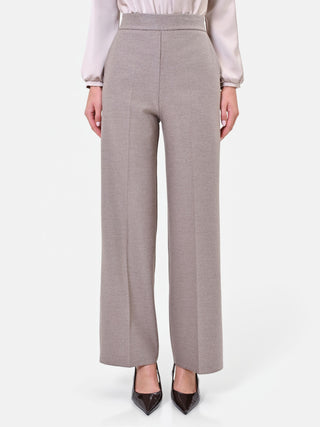 Pantalone a vita alta in misto viscosa tortora beige