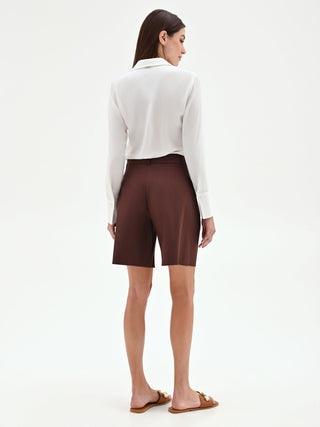 Bermuda cioccolato a vita alta con pences