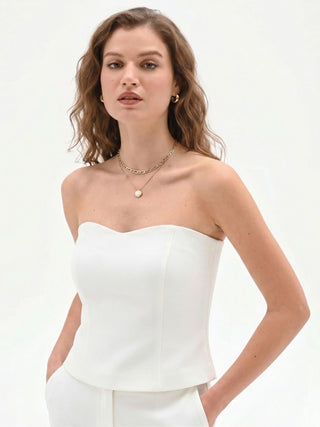 Top bianco bustier in cadi