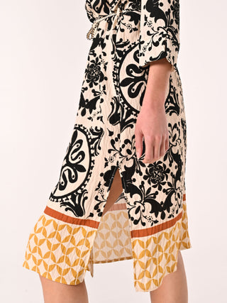 Chemise Dress in Ethnic-print Viscose