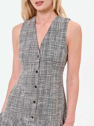Robe courte grise effet tweed