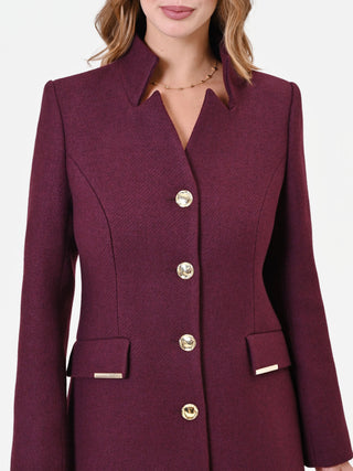 Cappotto bordeaux con bottoni gioiello