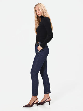 Pantaloni jeans blu con piega centrale regular fit