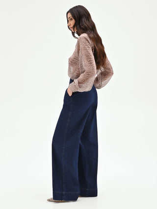 High-Rise Dark Wash Palazzo Jeans