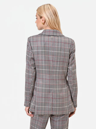 Taupe Beige Prince of Wales Check Polyviscose Double-Breasted Jacket