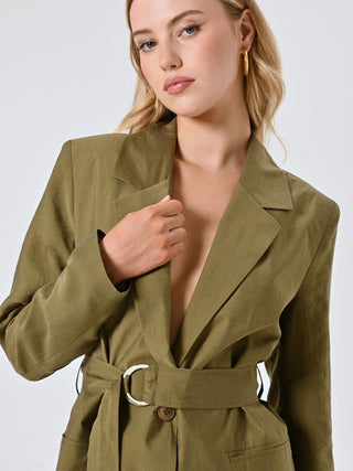 Giacca Verde Militare con Cintura
