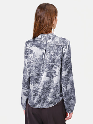 Blusa toile de jouy con fiocco al collo
