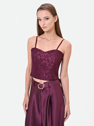 Burgundy Red Lace Bustier Top