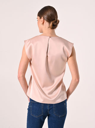 Pink Satin Sleeveless Top