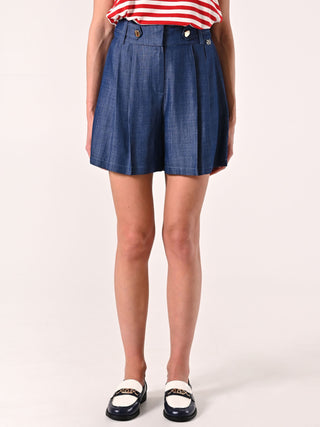 Denim-effect Mariniére Bermuda Shorts