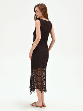 Chocolate Stretch Lace Sheath Dress