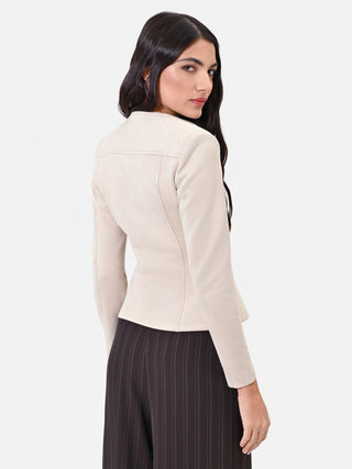 Short Beige Taupe Zip Coat