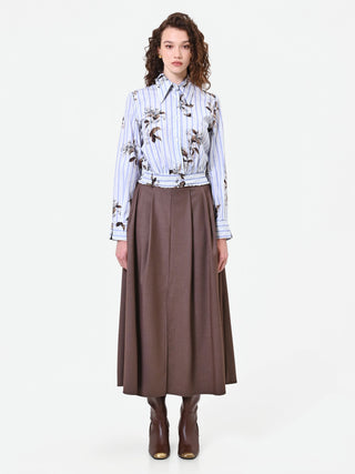 Camicia cropped a righe e fiori