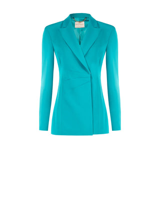 Veste asymétrique drapée vert émeraude