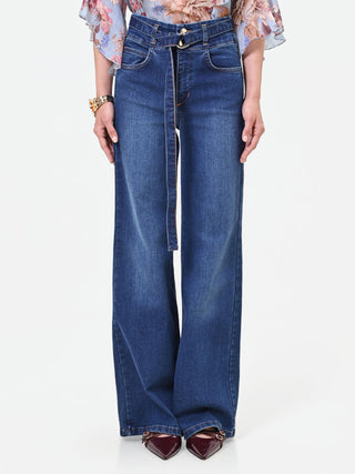 High-Waist Wide-Leg Jeans with Belt