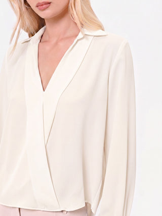 White blouse with satin crossover