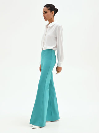 Turquoise High-Waisted Palazzo Pants