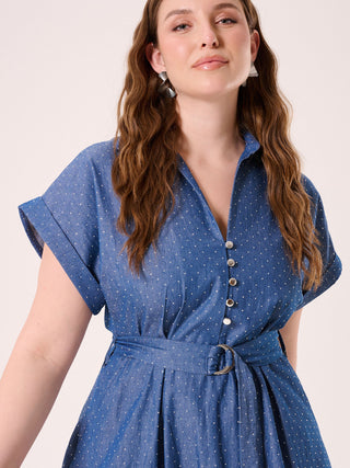  Curvy Chambray Kleid mit Strass