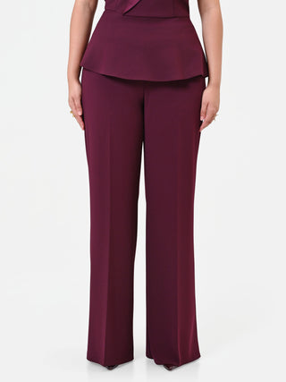 Pantalone Curvy bordeaux ampio con piega centrale