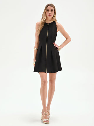 slim fit dress slacks Black Sequins Gold Zipper Long Sleeve Dress
