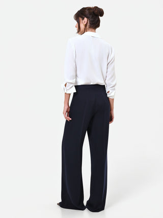 Studio Palazzo-Hose aus navyblauem Crêpe