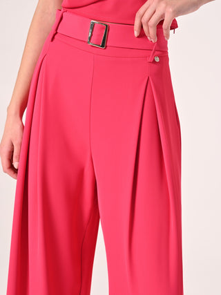 Fuchsia Trousers with Gold Buckle Belt