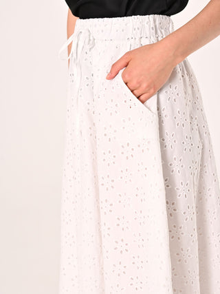 White Sangallo Midi Skirt