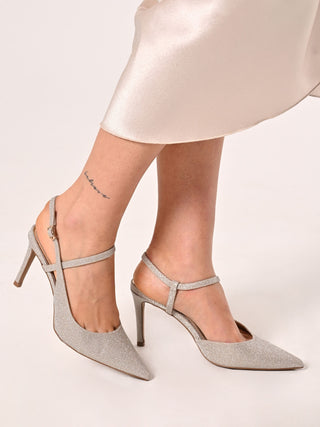 Platinum Glitter Slingbacks
