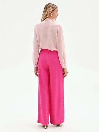 Pantalón palazzo fucsia de talle alto en poliviscosa