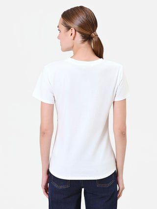 T-shirt crème à applications bijoux