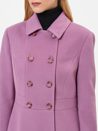 Cappotto doppiopetto a corolla rosa antico