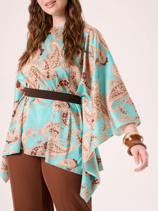 Curvy Aqua Green Paisley Blouse