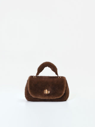 Sac à main effet fourrure couleur chocolat
