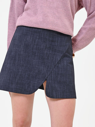 Navy Wrap Miniskirt