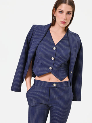 Navy blue pinstripe waistcoat