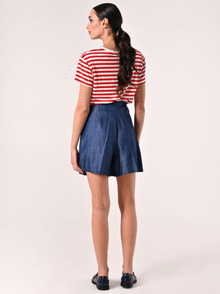 Denim-effect Mariniére Bermuda Shorts