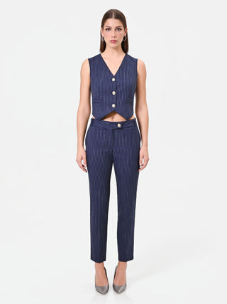 Navy blue pinstripe waistcoat