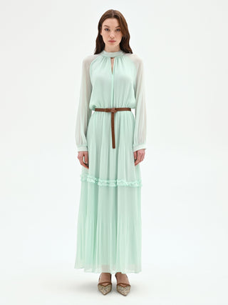 Mint green pliss georgette long dress Rinascimento Mint green pliss georgette long dress Rinascimento