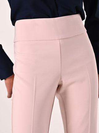 Pantaloni in Tessuto Tecnico Rosa Chiaro con Fascione in Vita