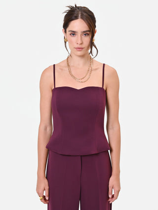Studio Bustier-Top aus Crêpe in Bordeaux