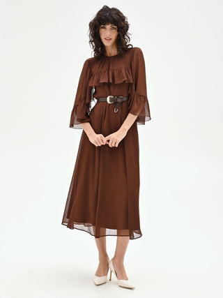 Chocolate Ruffle Midi Dress