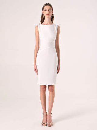 White Scuba Crepe Sheath Dress